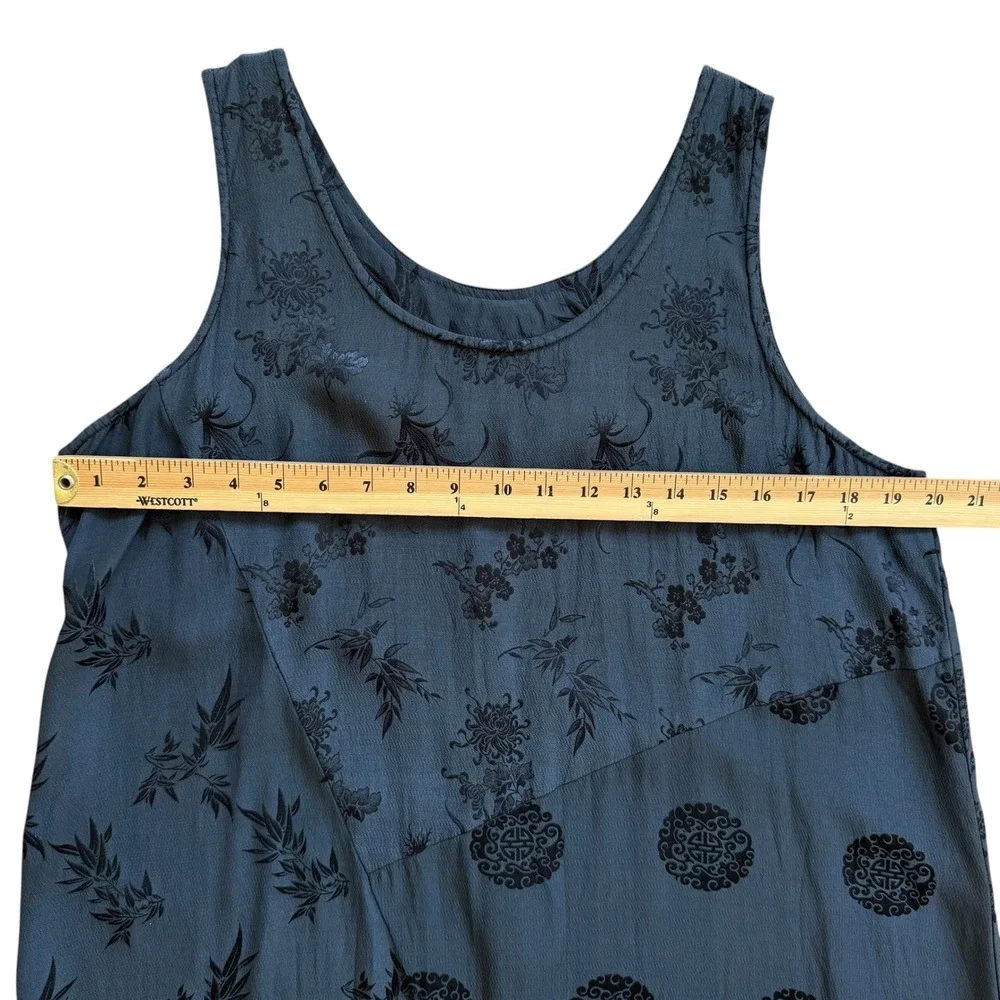 Citron Santa Monica Silk Burnout Velvet Floral Maxi Dress Black Sleeveless L